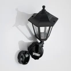 Lindby LED buiten wandlamp Iavo, zwart, lantaarn, 38 cm
