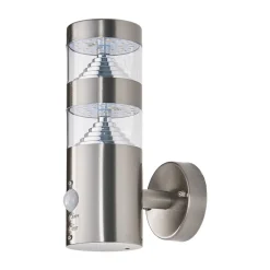 Lindby LED buiten wandlamp Lanea, 22 cm, roestvrij staal, sensor