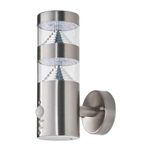 Lindby LED buiten wandlamp Lanea, 22 cm, roestvrij staal, sensor