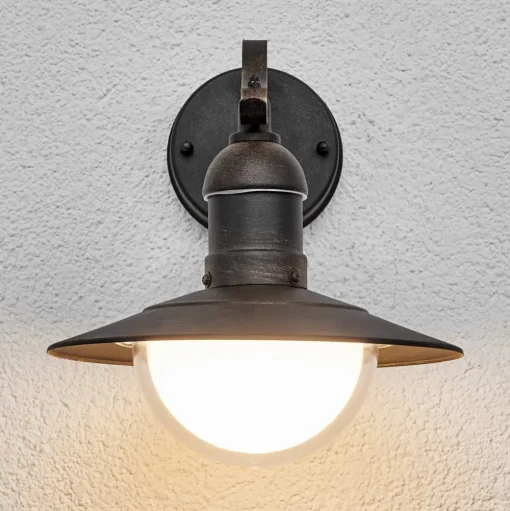 Lindby LED buiten wandlamp Clea, breedte 24 cm, metaal