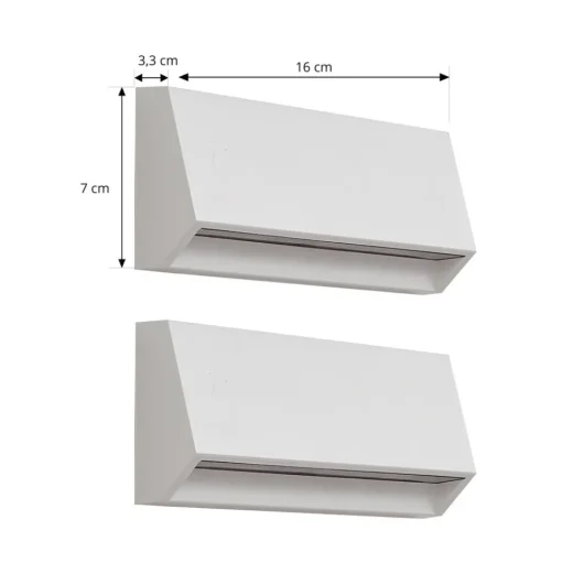 Lindby LED buiten wandlamp Appeso, lengte 22 cm, set van 2