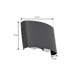 Lindby LED buiten wandlamp Ithan, 2-lamps, antraciet, metaal