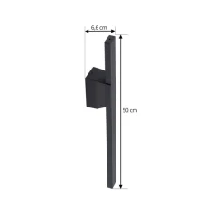 Lindby LED buiten wandlamp Sakari, zwart, aluminium, 50 cm hoog