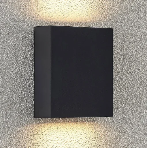 Lindby LED buiten wandlamp Ugar, 13cm, antraciet, omhoog/omlaag
