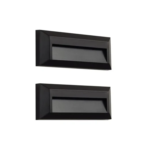Lindby LED buiten wandlamp Peker, zwart, set van 2, PC