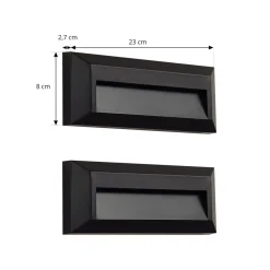Lindby LED buiten wandlamp Peker, zwart, set van 2, PC