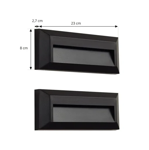 Lindby LED buiten wandlamp Peker, zwart, set van 2, PC