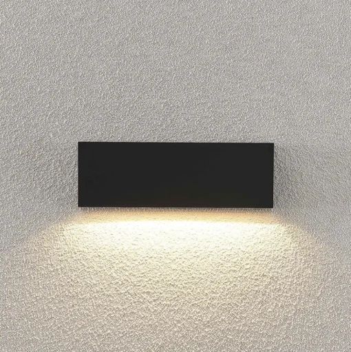 Lindby LED buiten wandlamp Jarte, 24 cm, down, grijs, IP65