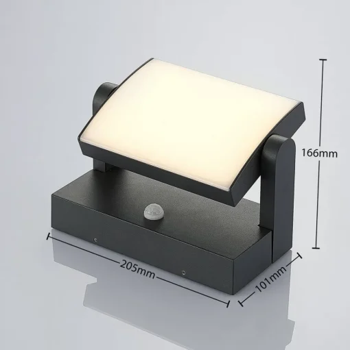Lindby LED buiten wandlamp Sherin, draaibaar, bewegingsmelder