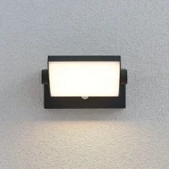 Lindby LED buiten wandlamp Sherin, draaibaar, bewegingsmelder