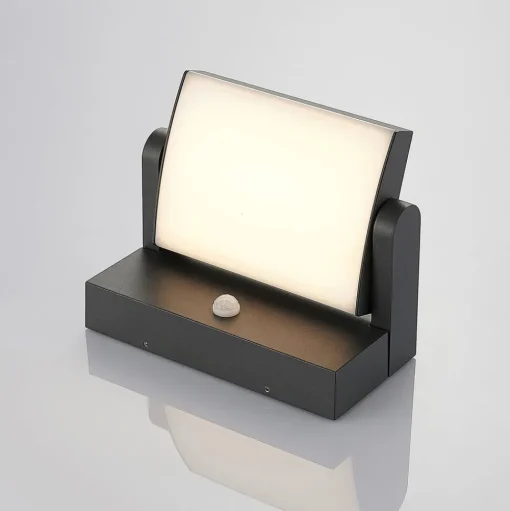 Lindby LED buiten wandlamp Sherin, draaibaar, bewegingsmelder