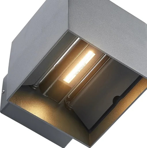 Lindby LED buiten wandlamp Esani, antraciet, omhoog/omlaag, IP54