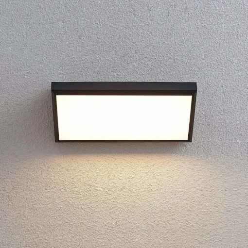 Lindby LED buiten wandlamp Abby, grijs, kunststof, IP65