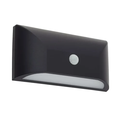 Lindby LED buiten wandlamp Siana, zwart, PC, sensor