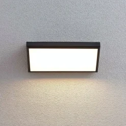 Lindby LED buiten wandlamp Abby, sensor, IP65, donkergrijs