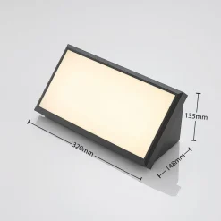 Lindby LED buiten wandlamp Abby, sensor, IP65, donkergrijs