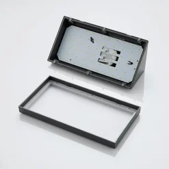 Lindby LED buiten wandlamp Abby, sensor, IP65, donkergrijs