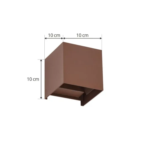 Lindby LED buiten wandlamp Nivar, hoekig, roest, metaal, IP54