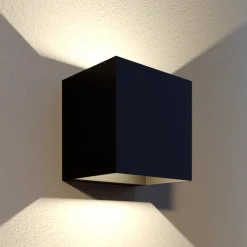 Lindby LED buiten wandlamp Glyn, zwart, metaal, 12cm, IP44