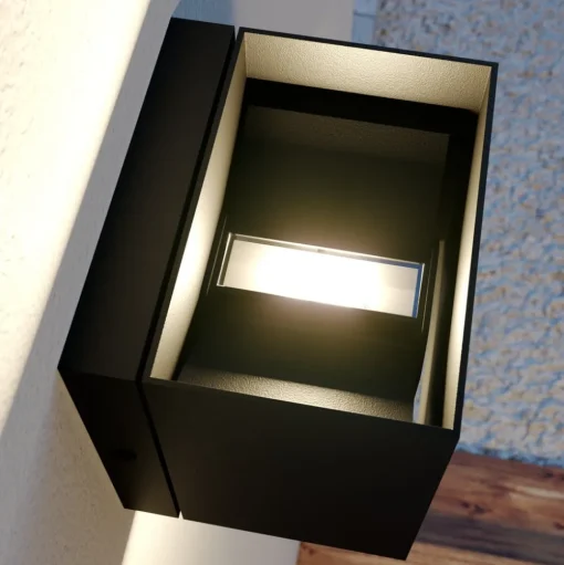 Lindby LED buiten wandlamp Glyn, zwart, metaal, 12cm, IP44