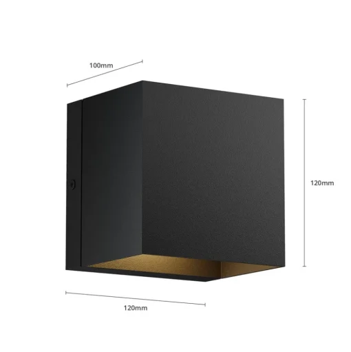 Lindby LED buiten wandlamp Glyn, zwart, metaal, 12cm, IP44