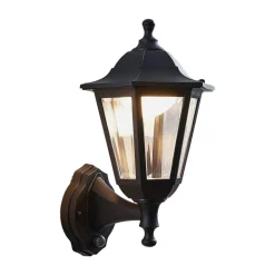 Lindby LED buiten wandlamp Iavo, sensor, zwart, lantaarn