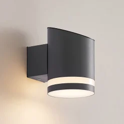 Lindby LED buiten wandlamp Bentlas, antraciet, IP44