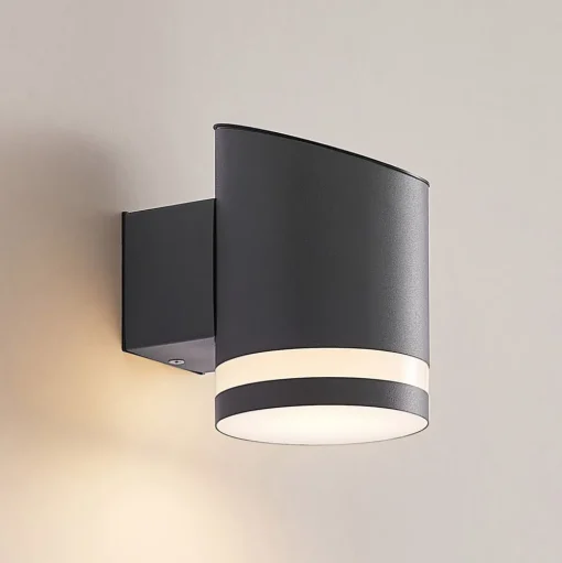 Lindby LED buiten wandlamp Bentlas, antraciet, IP44