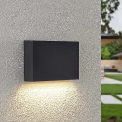 Lindby LED buiten wandlamp Jarte, 20 cm, down, grijs, IP65
