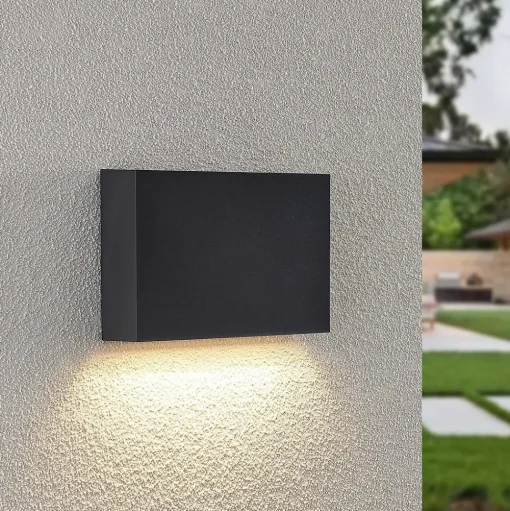Lindby LED buiten wandlamp Jarte, 20 cm, down, grijs, IP65
