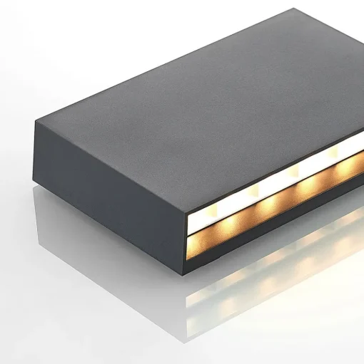 Lindby LED buiten wandlamp Jarte, 20 cm, down, grijs, IP65