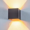Lindby LED buiten wandlamp Nivar, hoekig, zwart/goud, IP54