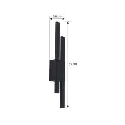 Lindby LED buiten wandlamp Sakari, zwart, aluminium, 59 cm hoog