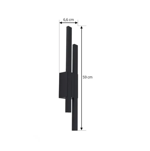 Lindby LED buiten wandlamp Sakari, zwart, aluminium, 59 cm hoog