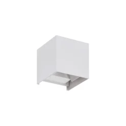 Lindby LED buiten wandlamp Nivar, hoekig, wit, metaal, IP54