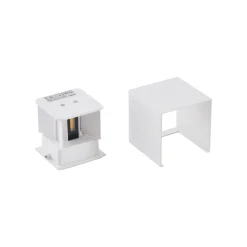 Lindby LED buiten wandlamp Nivar, hoekig, wit, metaal, IP54