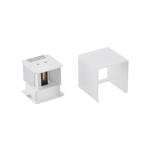 Lindby LED buiten wandlamp Nivar, hoekig, wit, metaal, IP54