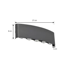 Lindby LED buiten wandlamp Ithan, 5-lamps, antraciet, metaal