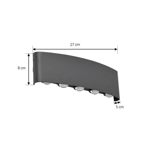 Lindby LED buiten wandlamp Ithan, 5-lamps, antraciet, metaal