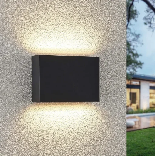 Lindby LED buiten wandlamp Jarte, set van 3, omhoog/omlaag, IP65