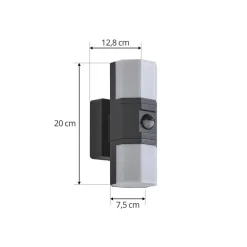 Lindby LED buiten wandlamp Alaric, aluminium, antraciet, sensor