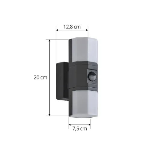 Lindby LED buiten wandlamp Alaric, aluminium, antraciet, sensor