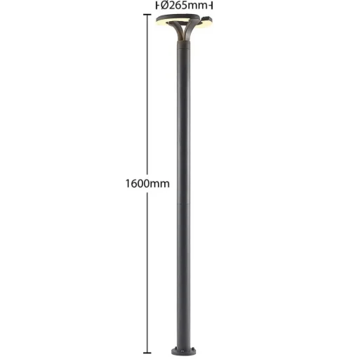 Lindby LED buitenlamp Keily, cirkel, antraciet, metaal