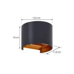 Lindby LED buitenwandlamp Nivar, rond, zwart/goud, IP54