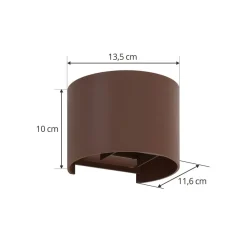 Lindby LED buitenwandlamp Nivar, rond, roest, metaal, IP54