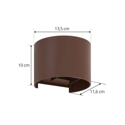 Lindby LED buitenwandlamp Nivar, rond, roest, metaal, IP54