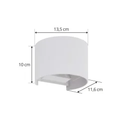 Lindby LED buitenwandlamp Nivar, rond, wit, metaal, IP54