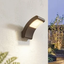 Lindby LED buitenwandlamp Radane, donkergrijs, hoekig, IP54