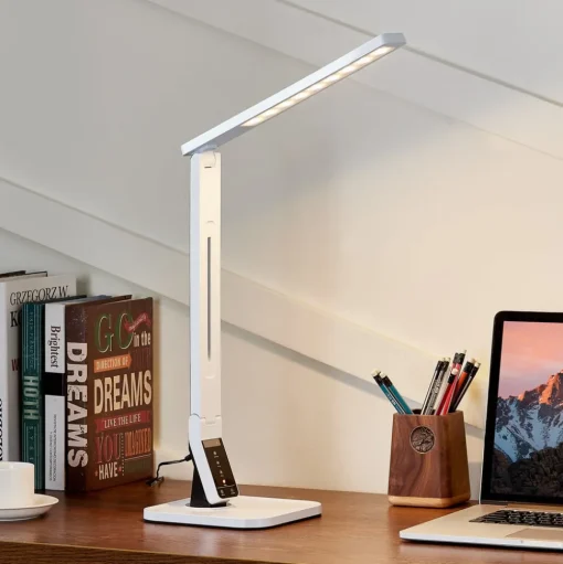 Lindby LED bureaulamp Eleni, wit, CCT, dimbaar
