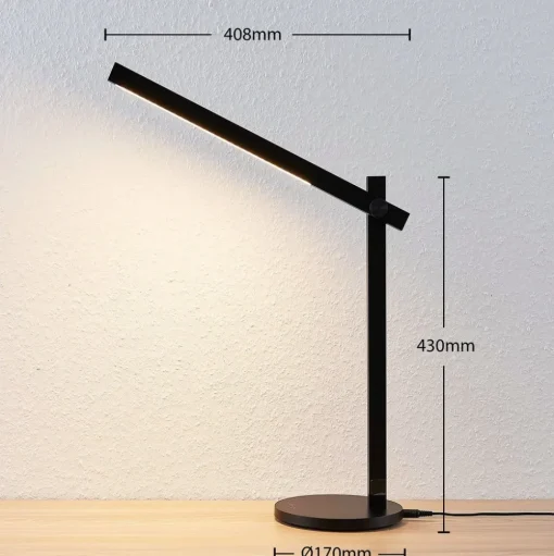 Lindby LED bureaulamp Loretta, 43 cm, zwart, CCT